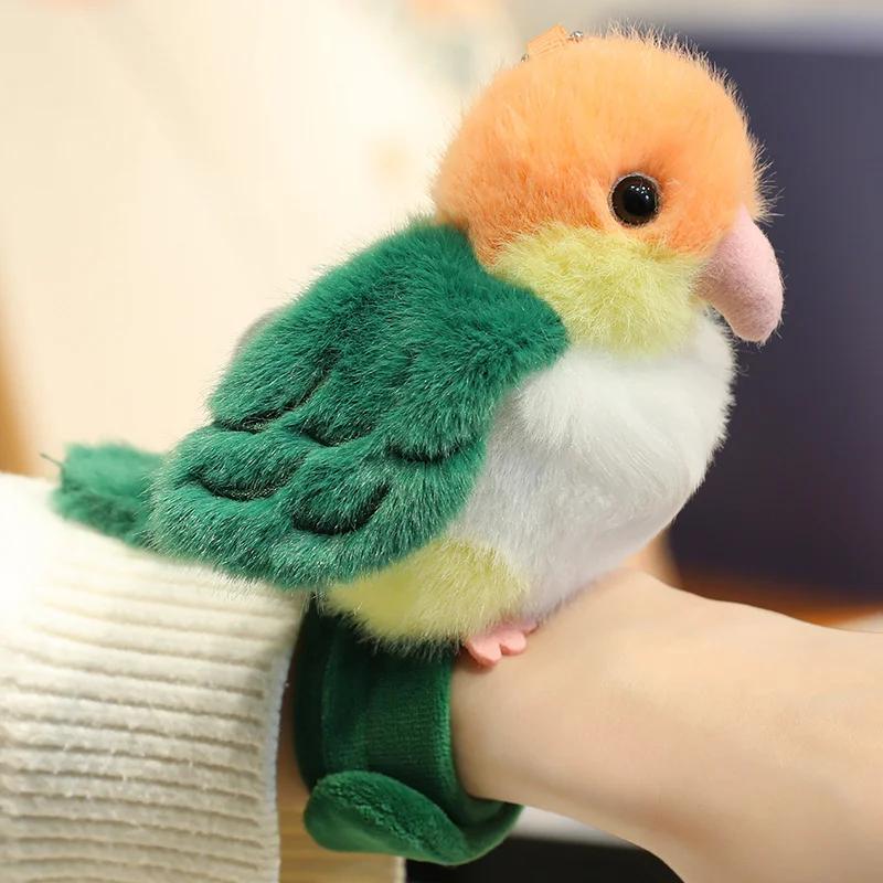 Mini Cute Bird Bracelet Plush Stuffed Toy Doll Kawaii Cartoon Snap Wristband Parrot Soft Plush Kid Birthday Festival Gift