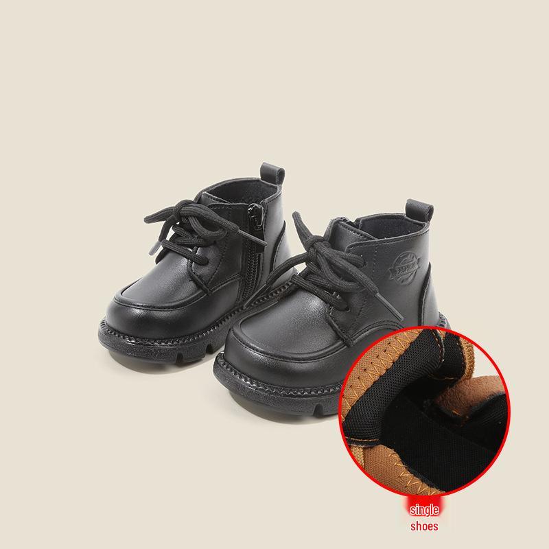 Fluffy Toddler Martin Boots - Yellow Cotton Leather Shoes for Baby Boys and Girls (Autumn/Winter)