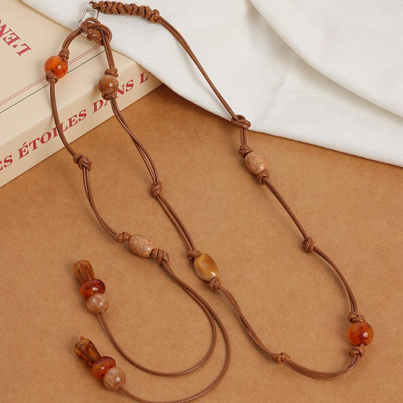 Ethnic Waist Rope With Cotton Linen Material For Retro Travel Style коричневый