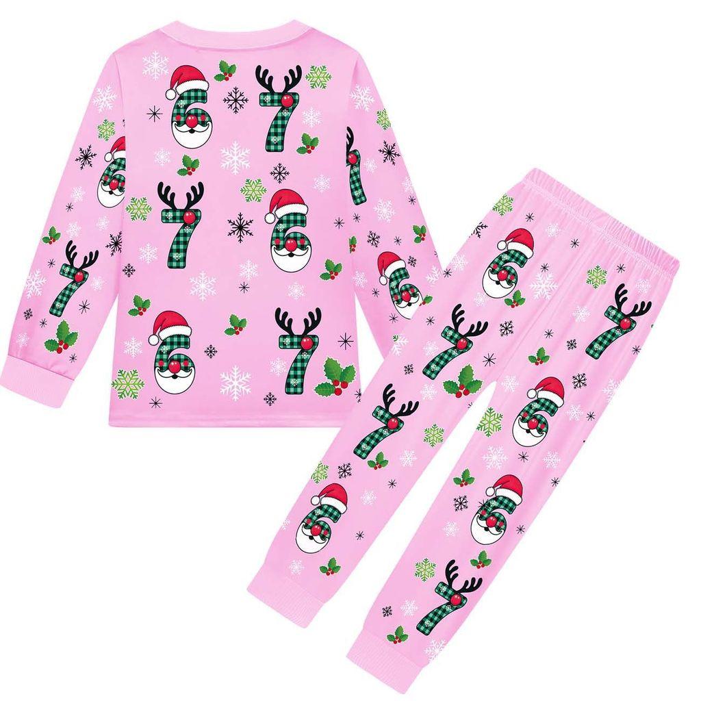 19698 Kids Boys Girls Christmas Steal a Brainrot 67 Six Seven Print Long Sleeves T-Shirt Pants Pajamas Sleepwear Sets