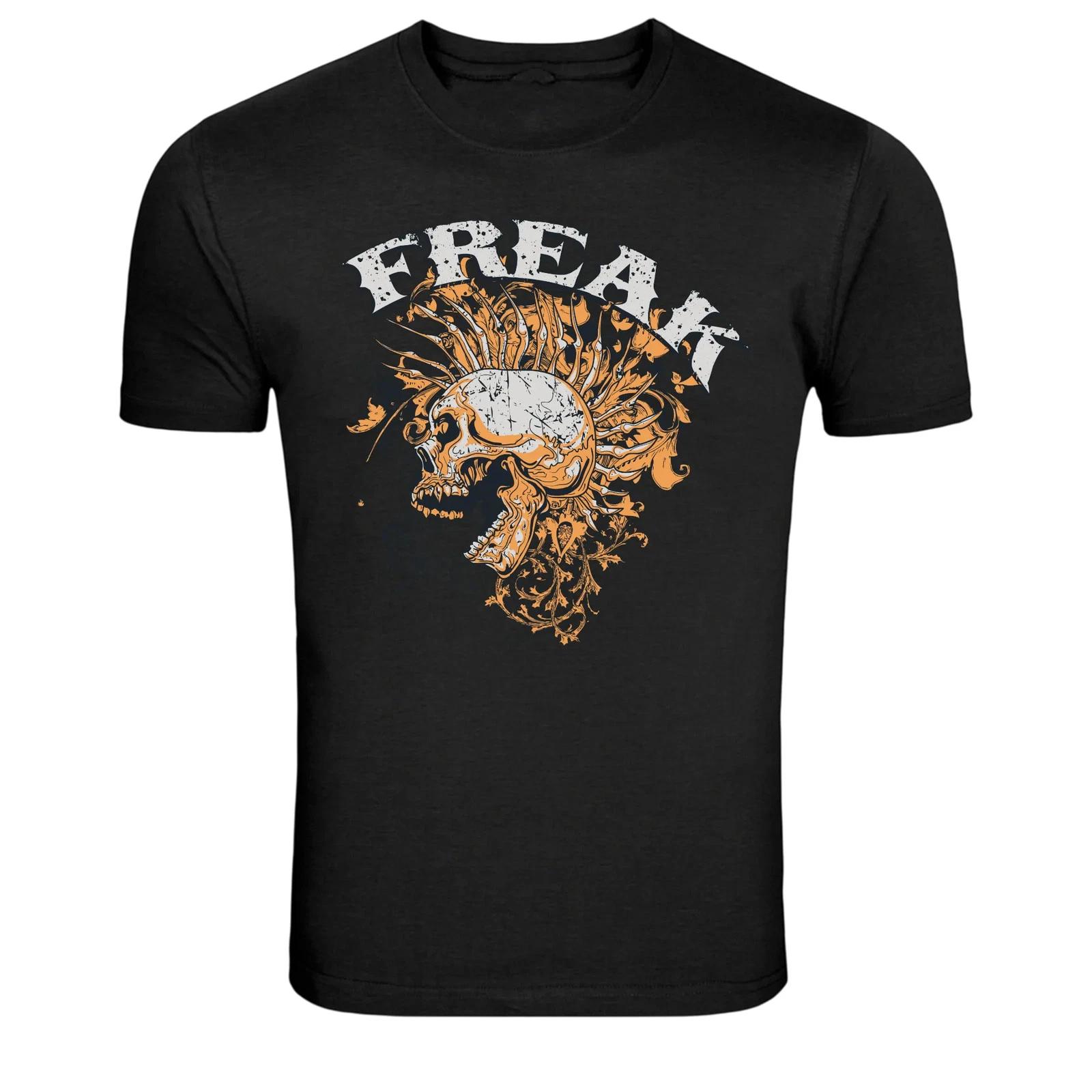Freak Punk Skull Mohawk Rock Graphic T-Shirt S