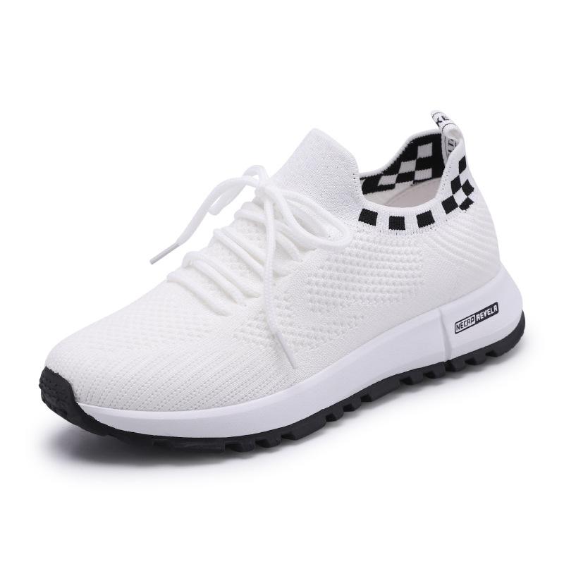 Flying Weaving Mesh Shoes Female  Summer Breathable Student Sports White Shoes Running Casual Shoes Flying Weaving