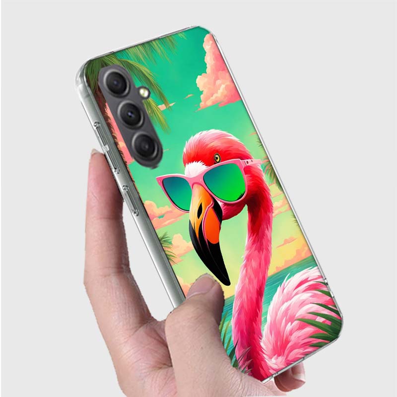 Flamingo Love Phone Case for Samsung A16 A26 A36 A56 A17 A37 A57 A07 A06 A02S A03 A04S A05S Galaxy Note 20 10 A50S A71 A51 A31 A