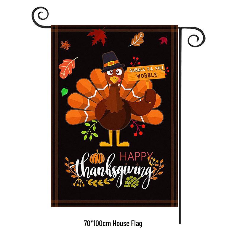 Turkey Yard Decoration Flag: Halloween Pumpkin & Thanksgiving Festival Garden Flag