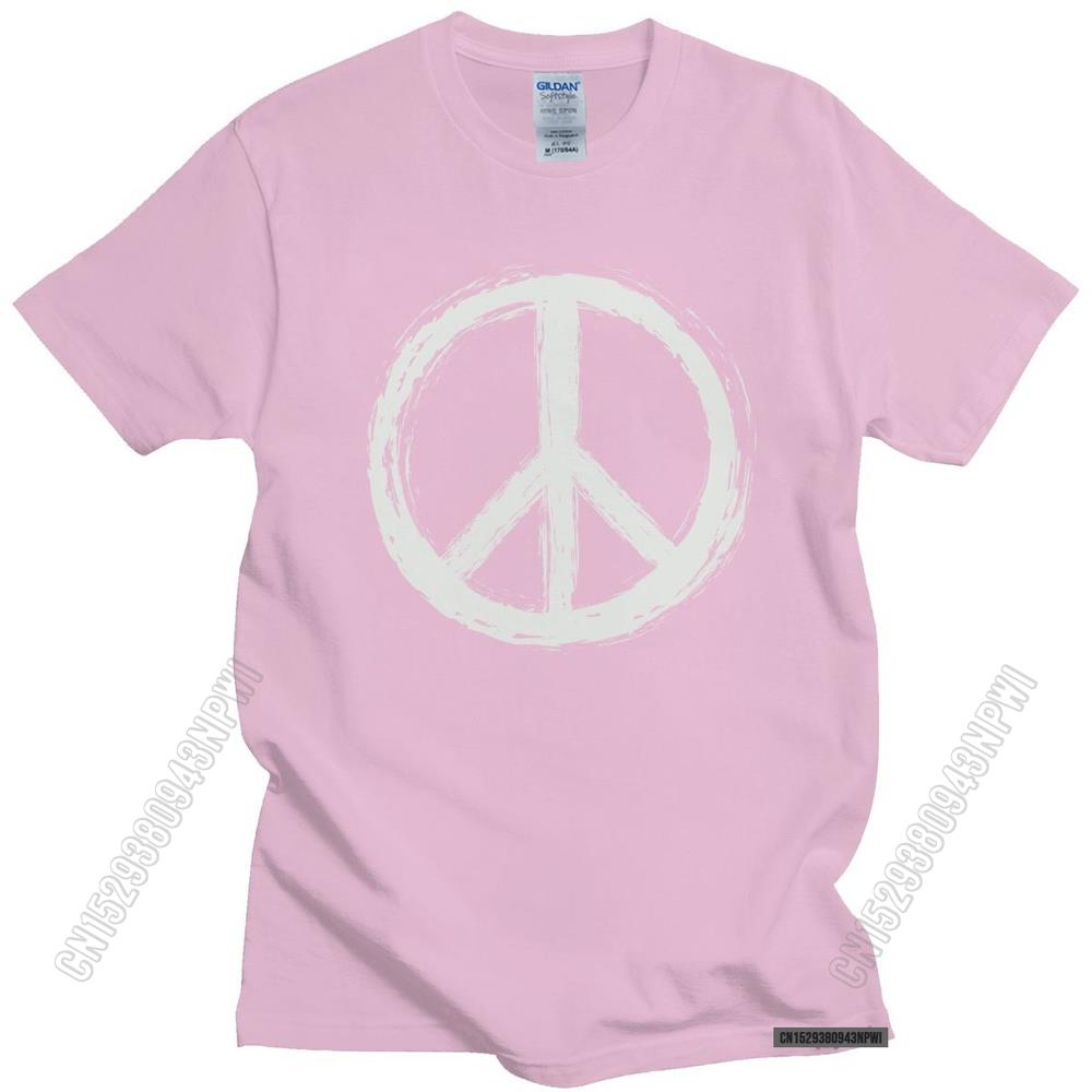 Vintage Peace Sign T Shirt Short Sleeve Casual Uniform Tee Tops 100% Cotton Urban Tshirt Slim Fit T-Shirt Merch