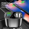 66W Car Charger with LED Display, 4-Port Fast Charging Adapter with PD30W & Type-C for iPhone Android Devices
