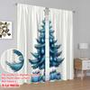 2pcs,2D Plane Printing Curtains Roller Blinds Blue Christmas Tree Gifts (3) Polyester Fabric (without Rod) Decorations Outdoor