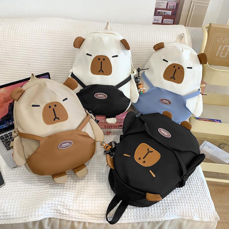 Backpack Capybara Student Class Bag Waterproof Capacity Large Storage Partition