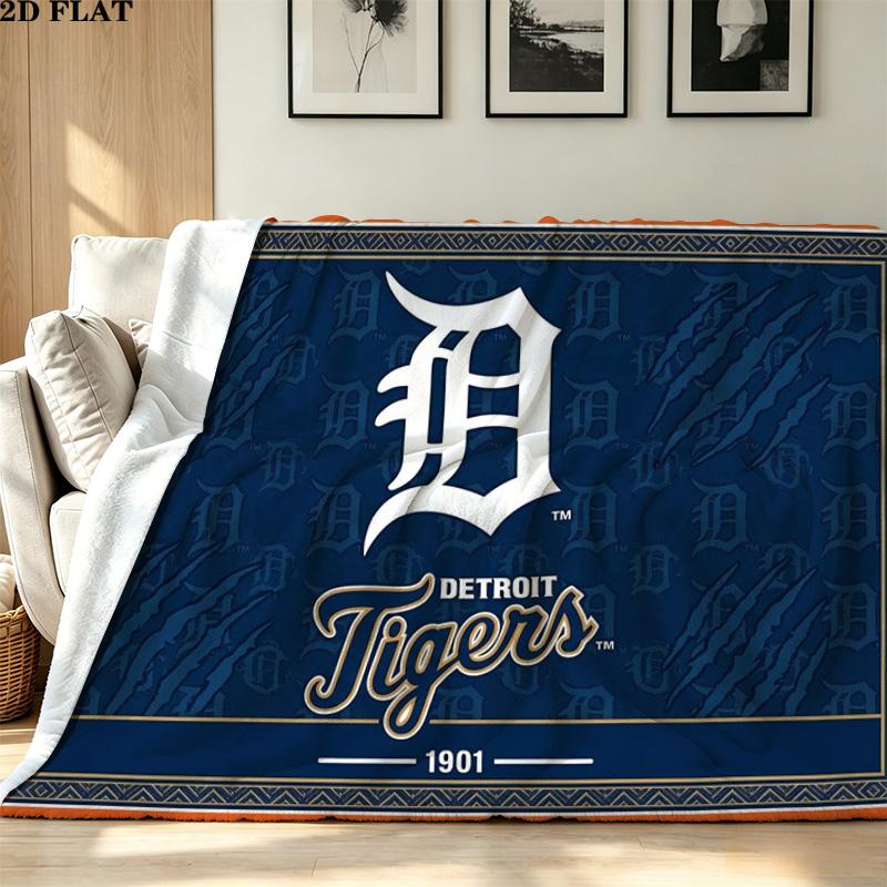Detroit Tigers Print Flannel Blanket High Quality Warm Comfortable Cover for All Seasons Perfect for Gifts Home Decor