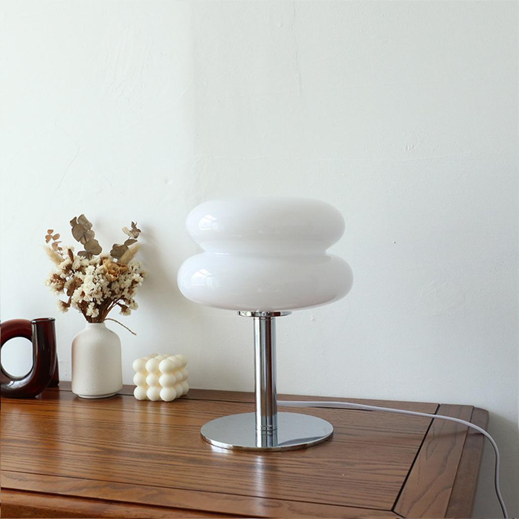 Egg Tart Table Lamp for Girls Energy Efficient Soft Light Cute Glass Table Lamp USB Desk Lamp for Dormitory USB Push