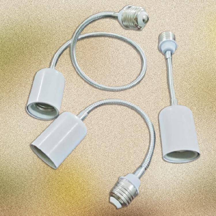 Ceramic E27 Bulb Socket Extender With Full Rotation Metal Base Heat Tolerance 400W For Lighting Adjustments