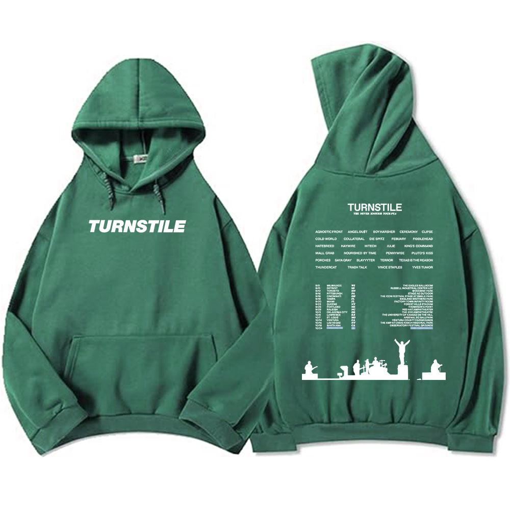 TURNSTILE NEVER ENOUGH Felpe Tour Stampa Band Rock Felpa Uomo Donna Manica Lunga Pullover Casual Streetwear Top