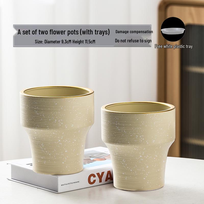 Nordic High-Leg Ceramic Orchid Pot: Durable, Artistic for Home or Balcony Use