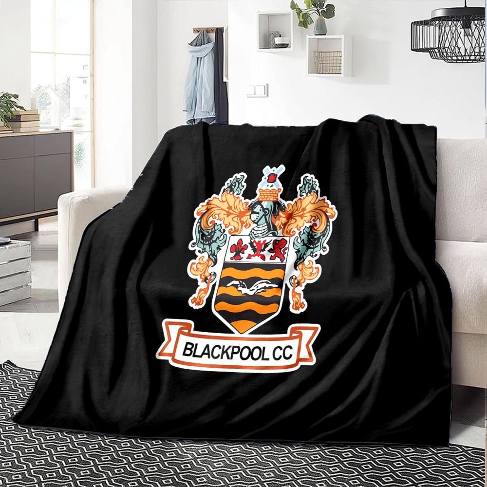 Coperta in Flanella con Stemma del Blackpool Football Club, Poliestere Morbido, Design Moderno, Per Tutte le Stagioni per Campeggio, Viaggi, Regali per le Feste o Compleanni