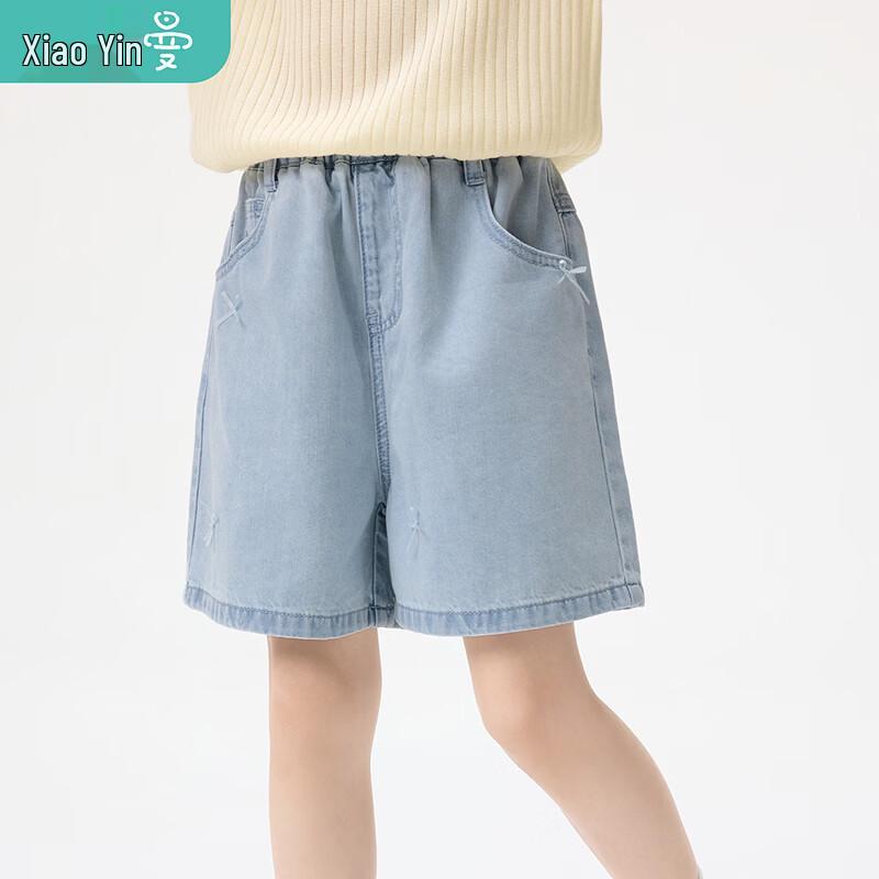 Girls  Loose Fit Denim Shorts with Bow Detail 170