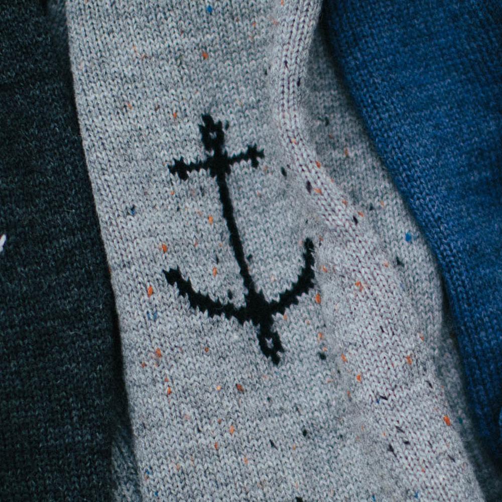 Guernsey Woollens Fisherman Wholegarment Cardigan - Dark Grey Nep