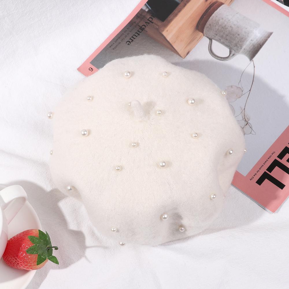 Barnetilbehør Varm Perlebesatt Hodeplagg Barnehatter Jentehatter Beretthatt