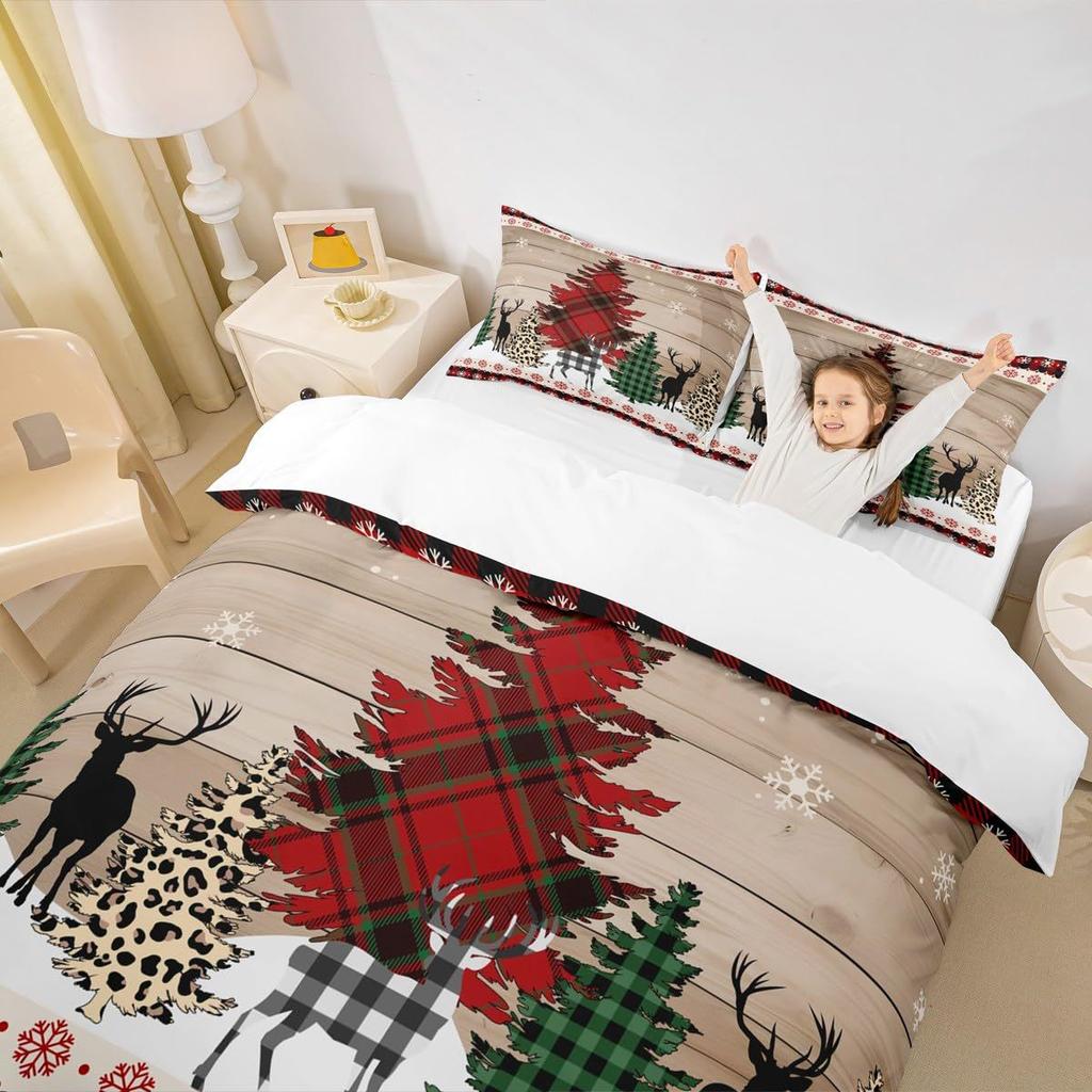 Christmas-themed Down Comforter Set Bedding Set 3-piece Duvet Cover Set