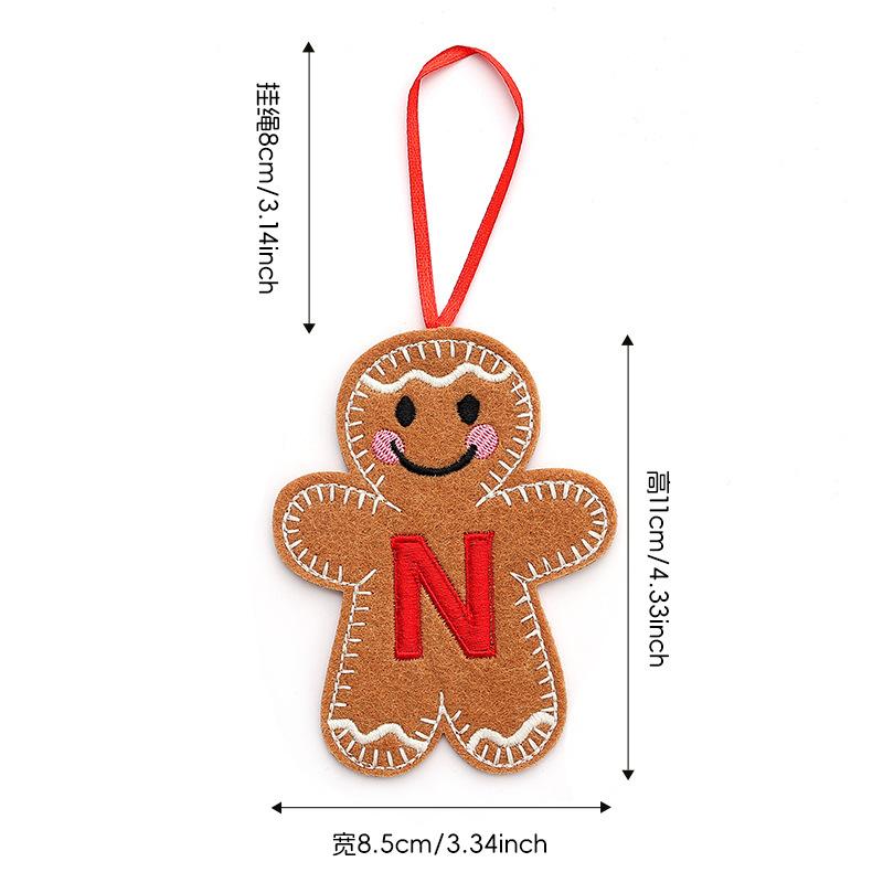 Gingerbread Man Ornaments for Christmas Tree Hanging Decor with Alphabet Letters Festive Holiday Home Decorations Gift