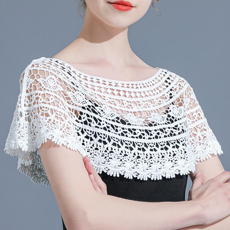 Embroidery Detachable Dress Lace Shawl Hollow Out Cover Female Blouse Shoulder Fake Collar Cape Clothing Accessories