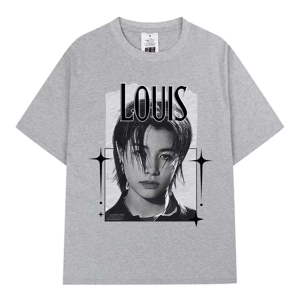 Korean Kpop Hip Hop Group Lngshot LOUIS T Shirt UNISEXs Women Clothing Fashion Cotton Casual Short Sleeve Tshirts Tops Ins Y2k XL