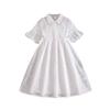 Girls' Fashionable Dress - Summer Children's Elegant Embroidered Lace Open-front Short-sleeved Shirt Dress
