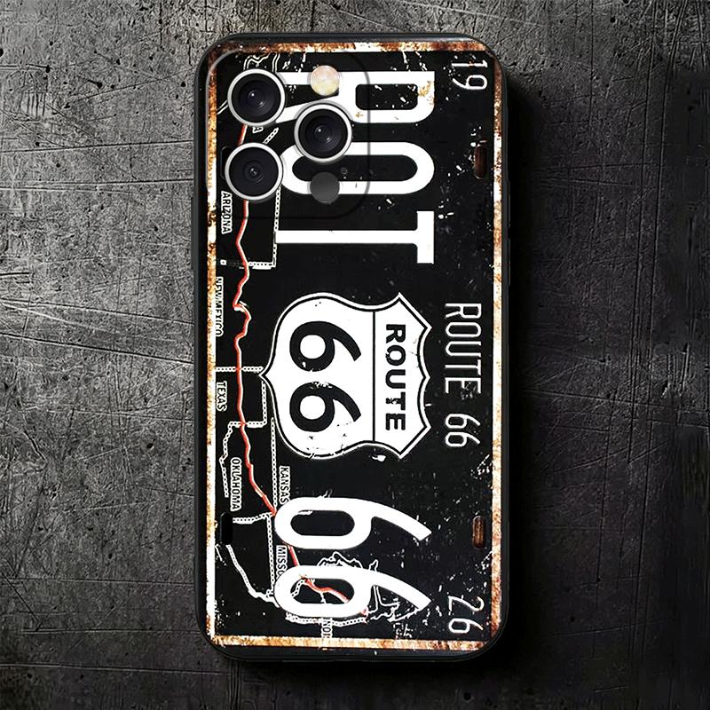 Retro Vintage License Plate Soft Phone Case for iPhone 16 16E 17 Air 15 Pro Max 14 Plus 13 Mini 11 12 7 Black Cover Back Shell
