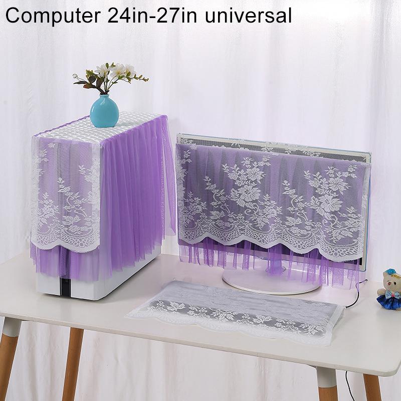 

3Pcs PC Host Machine Universal Lace Fabric 17 24 27inch Keyboard Dustproof LCD Monitor Protective Desktop Computer Dust Cover