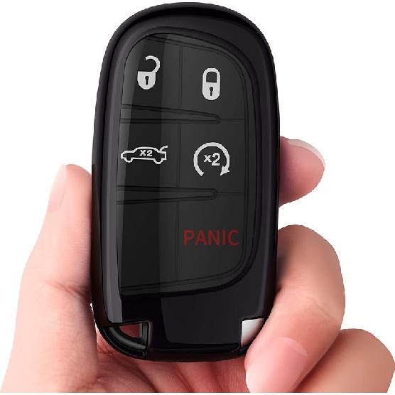 Tukellen For Jeep Dodge Key Fob Cover Premium Soft Full Protection Key Case Shell Compatible With Jeep Grand Cherokee Wrangler Compass Cherokee