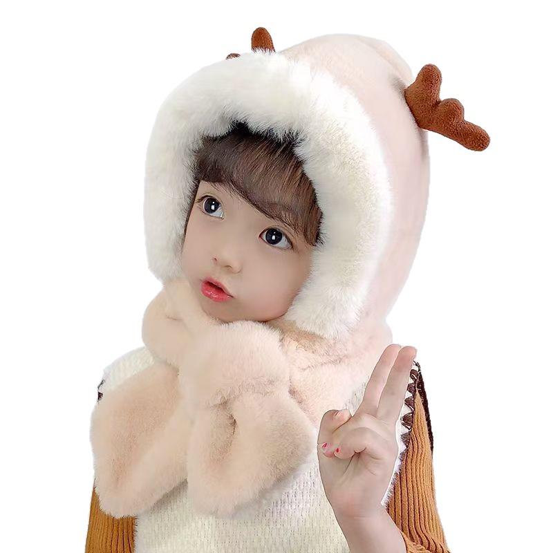 Unisex Plush Toddler Hat & Scarf: Warm, Windproof, Velvet-Thick for Autumn/Winter
