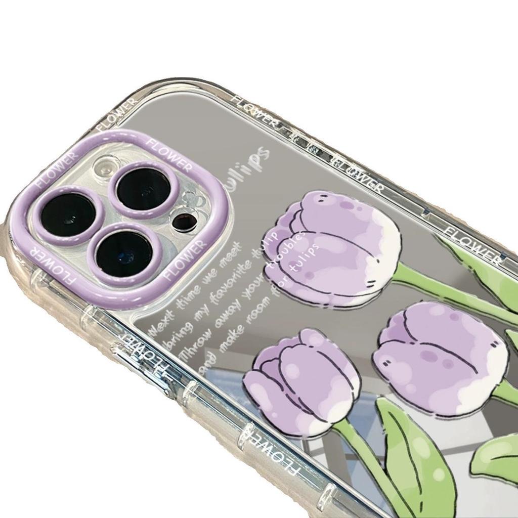 Puff Mirror Tulip Case for iPhone 16 Pro Max/15/14/13