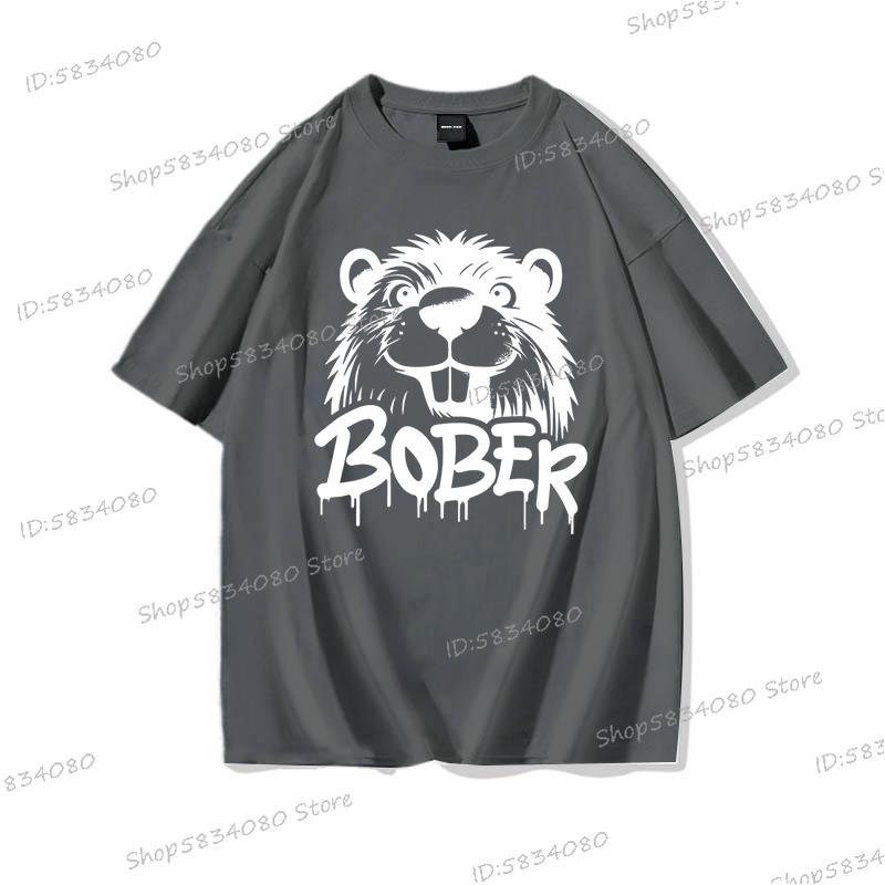 Hot Sales Cotton Bober Funny Meme Graphic T Shirts Harajuku Y2k Tees Tops Bobr Kurwa Print Unisex Fashion Casual Tshirts Y2k Top