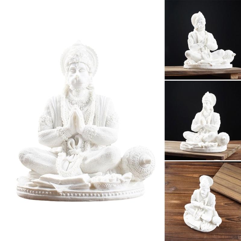 Wykwintna Statua Hanumana Rzeźba Hinduistyczna Bóg Siły Figurka z Żywicy Dekoracja Stołowa do Domu Ornament Świątynny