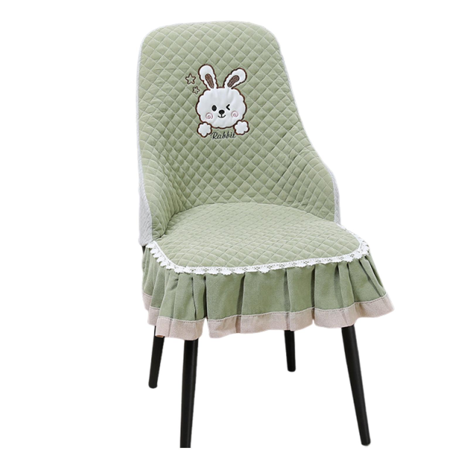 

New Cartoon Cute European Cover Skirt Rabbit Seat Cushion Dining Chair Curved Cover Seat Cushion Integrated Pad зелёный