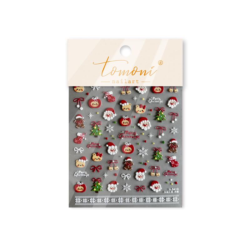 Tomoni Winter Cartoon Nail Art Stickers - Christmas Bear & Mixed Styles