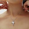 Qiong Yao Luxury Shimmering Star Zirconia Necklace with Personalized Stainless Steel Clavicle Chain, PVD Gold Plated.