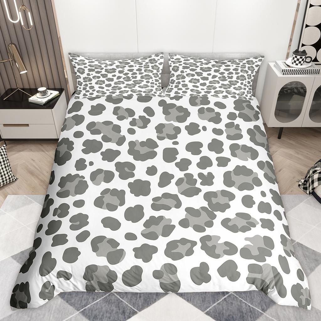 Homewish Chic Leopard Print Duvet Cover Set Animal Printed Comforter Cover Set Wildlife Cheetah Patchwork Bedding Set