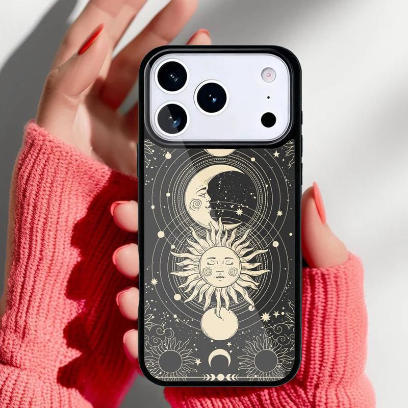 Sun Moon Face Phone Case for iPhone 17 Air 16e 15 14 13 Pro Max Back Cover for 12 11 Pro Coque