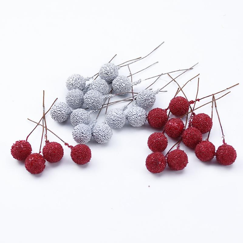 100/200pcs Artificial PE Cherry Fruits Wedding Decoration Flowers Wreath Christmas Home Room Yard Diy Gifts Box prop Accessories