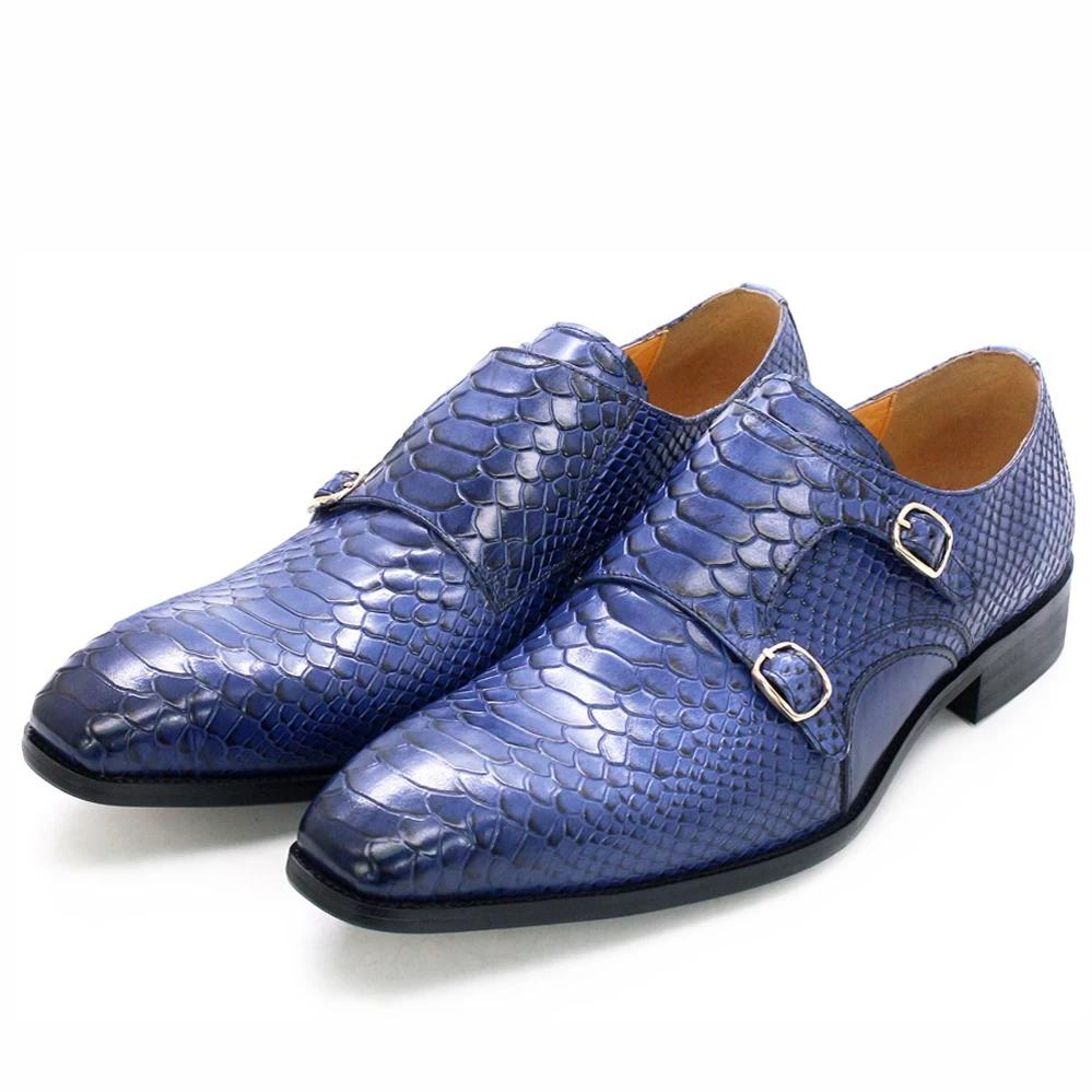 Fashion Men's Loafers Leather Shoes Double-breasted Python Pattern Men's Casual Shoes Formal Wear Office Business Leather Men's Shoes