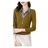 Women Leopard Print Jacket Patchwork Fake Two-Piece T-shirt Spring Autumn Casual Long