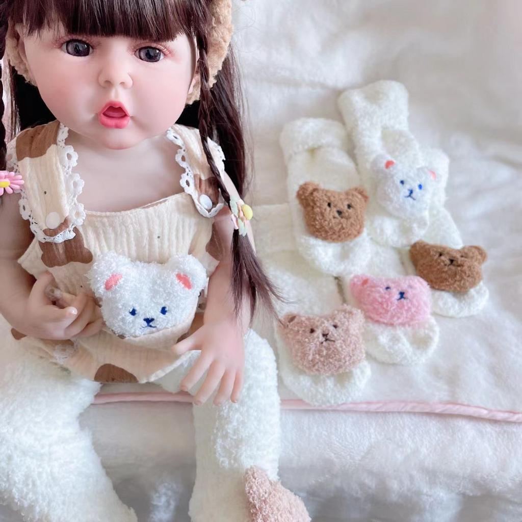 Autumn Winter Baby Socks for Newborn Thickened Plush Warm Baby Floor Socks Cute Learning To Walk Non Slip Socks with Dolls