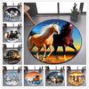 Running Horse Printed Round Carpet Washable Floor Mat for Living Room Bedroom Kitchen Home Doormats Sofa Table Area Decor Rugs