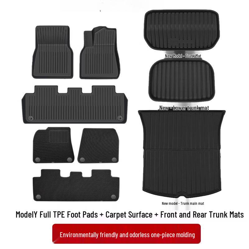 Right-Hand Drive Tesla Model Y/3 Refresh Foot Pad Carpet for Hong Kong - Front & Rear Trunk