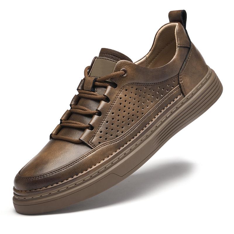 Men's shoes 2025 summer new youth leather waterproof little white board shoes British style Korean version platform casual shoes tide