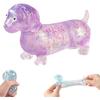 Cute Dachshund Squishy,Sparkly Squishy Sausage Dog, Ultra-Soft Mini Stress-Relieving Rainbow Touch Weiner Dog