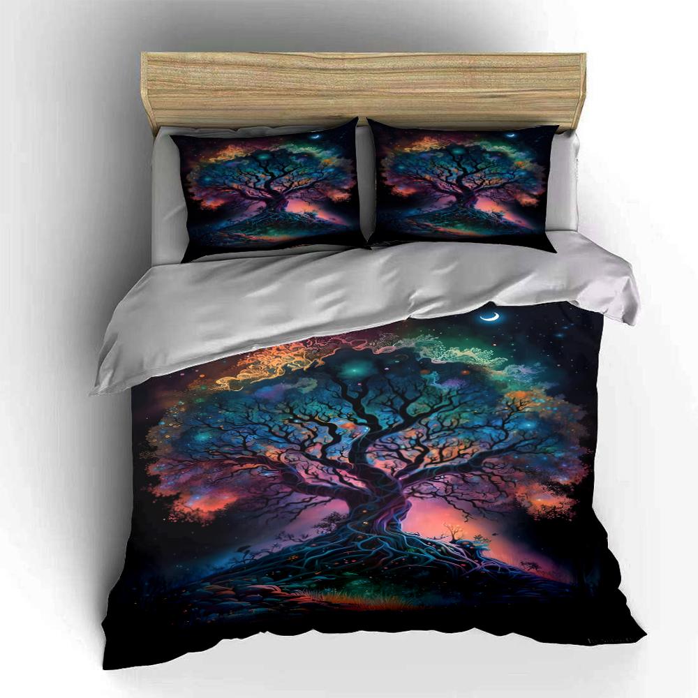 Colorful Cosmic Tree Print Bedding Set Bedding set (1 duvet cover, 2 pillowcases, duvet not included)