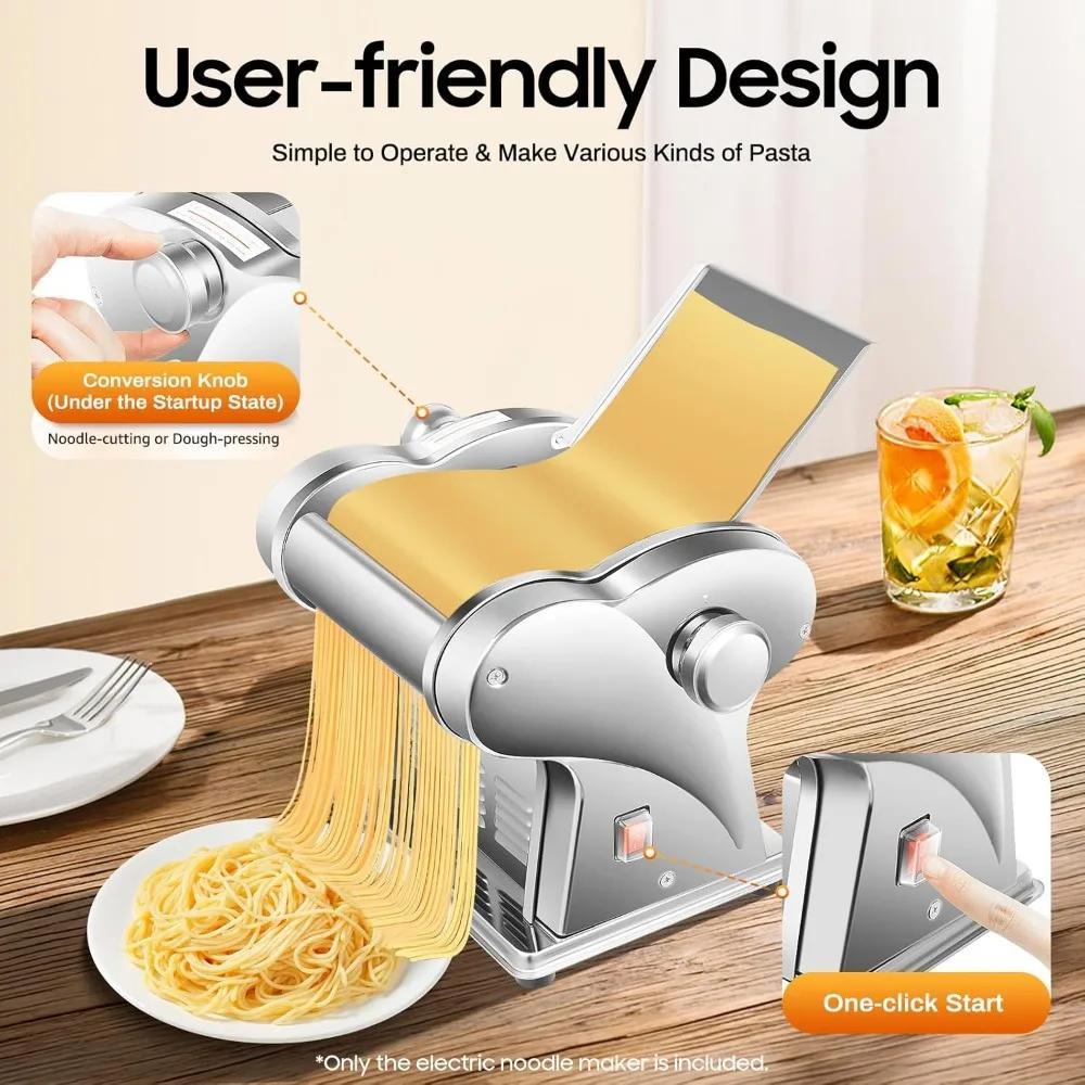 110V Electric Pasta Maker Machine, 135W Commercial Dough Roller Maker, 410 Stainless Steel Automatic Noodle Making Pasta Maker