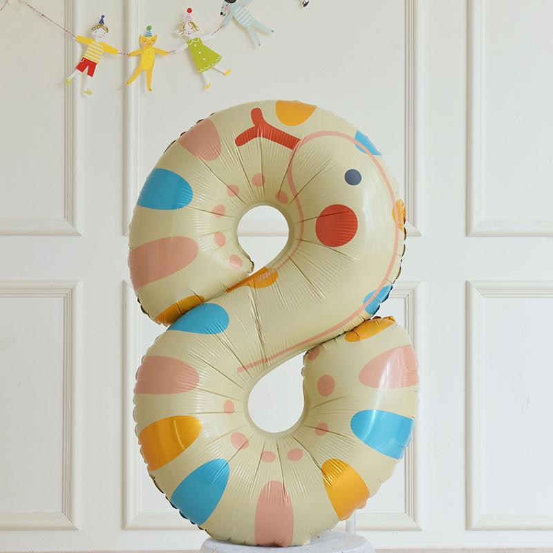 Cartoon Animal Number Balloons for Baby's 1st Birthday or 100 Days Celebration Photo Table