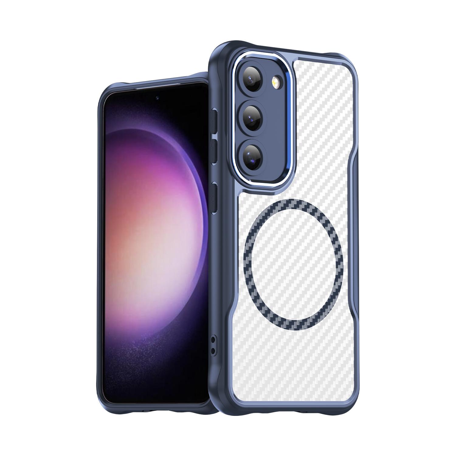 

Slim Thin Protective Bag Case for Samsung Galaxy S25 FE 5G S24 Plus S23 Ultra S25fe Carbon Fiber Armor Shockproof Cover Galaxy S23+ синій